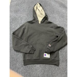 Champion Hoodie Mens Small Black Pullover Fleece Sweatshirt Logo Kangaroo Pocket